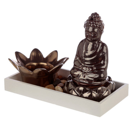 Buddha und Lotus Kerze Räucherstäbchenbrenner und Kerzenständer. Buddha 13 cm hoch x 7 cm breit