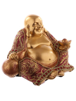 Sitzender Buddha Rot und Gold.9 x 11 cm