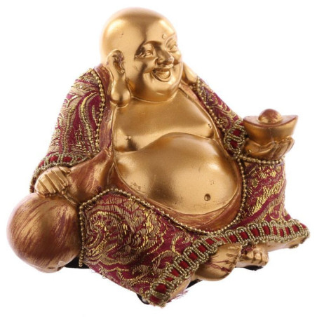 Sitzender Buddha Rot und Gold.9 x 11 cm