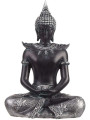 Sitzender Thai-Buddha Schwarz und Silber, 19,5 cm x 13,5 cm