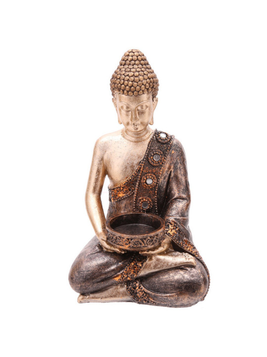 Sitzender Thai-Buddha-Kerzenhalter, 19 cm x 11 cm