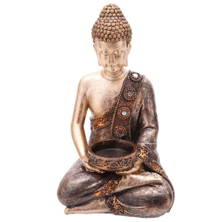 Sitzender Thai-Buddha-Kerzenhalter, 19 cm x 11 cm