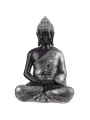 Sitzender Thai-Buddha Schwarz und Silber, 30 cm x 14,5 cm