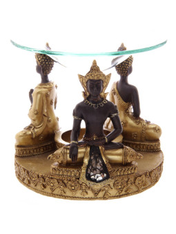 Thai Buddha Ölbrenner, Gold-Braun. 9,5cm x 11,5 cm
