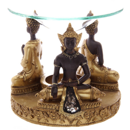 Thai Buddha Ölbrenner, Gold-Braun. 9,5cm x 11,5 cm