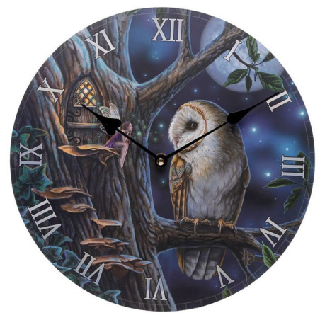 Wanduhr, Eule mit Märchenfee