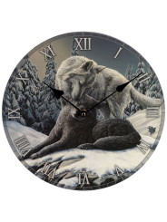 Wanduhr, Wölfe, die sich im Schnee küssen