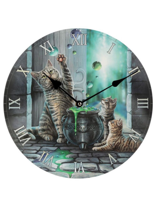 Wanduhr, Katzen, die mit Seifenblasen spielen