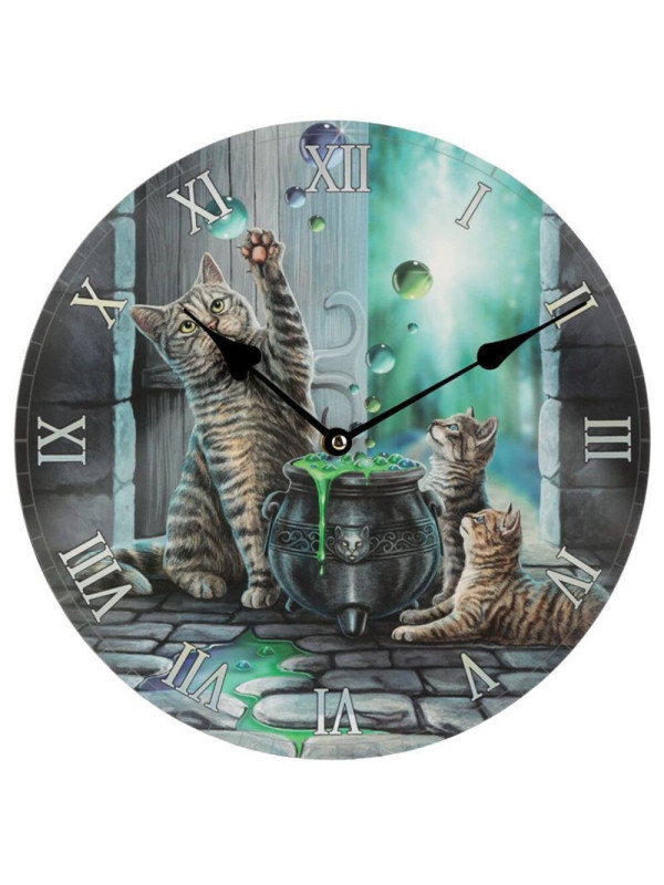 Wanduhr, Katzen, die mit Seifenblasen spielen