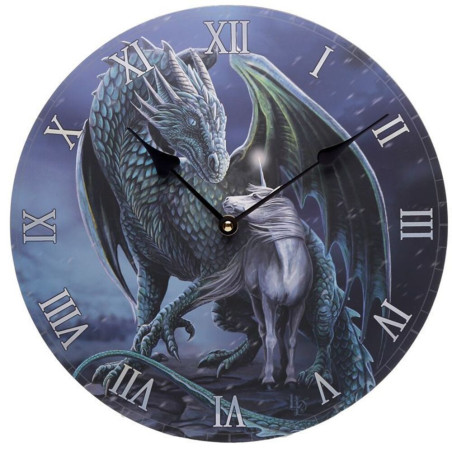 Wanduhr, Drachenbeschützer und magisches Einhorn