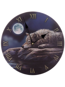Wanduhr, Wolf in einer ruhigen Nacht