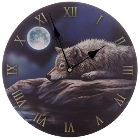 Wanduhr, Wolf in einer ruhigen Nacht
