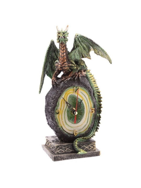 Grüne Drachenuhr mit Kristallgeode