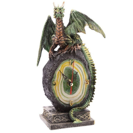 Grüne Drachenuhr mit Kristallgeode