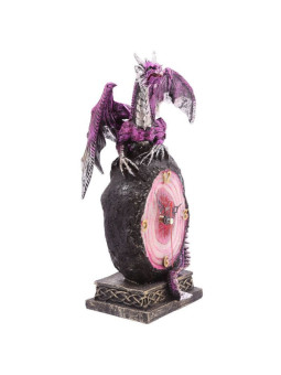 Fliederfarbene Drachenuhr mit Kristallgeode