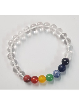 7 Chakra Kristall Quarz 7 Chakren Elastisches Mineralienarmband