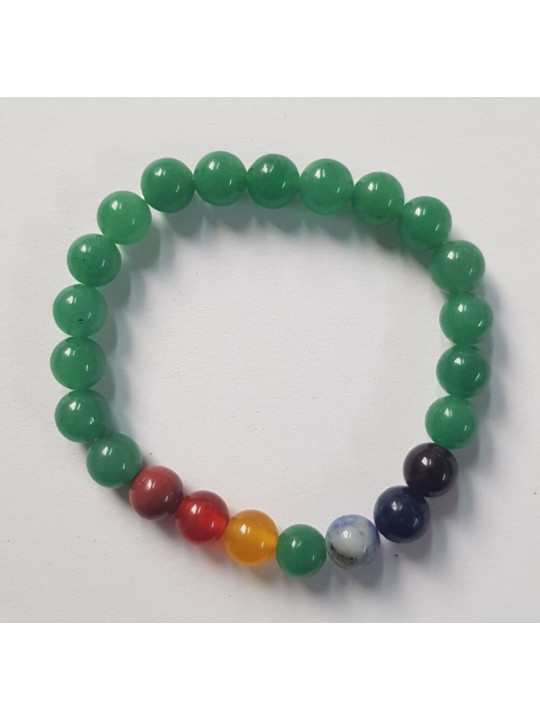 Elastisches Armband Grüner Quarz 7 Chakas