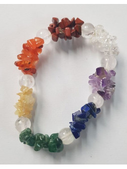 7 Chakra-Chip Armband mit Quarz-Kristallkugel