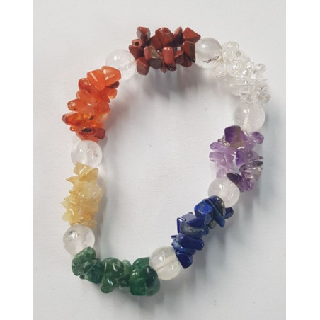 7 Chakra-Chip Armband mit Quarz-Kristallkugel