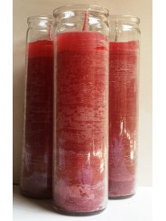Echte esoterische rote Kerze in dicker Glasvase