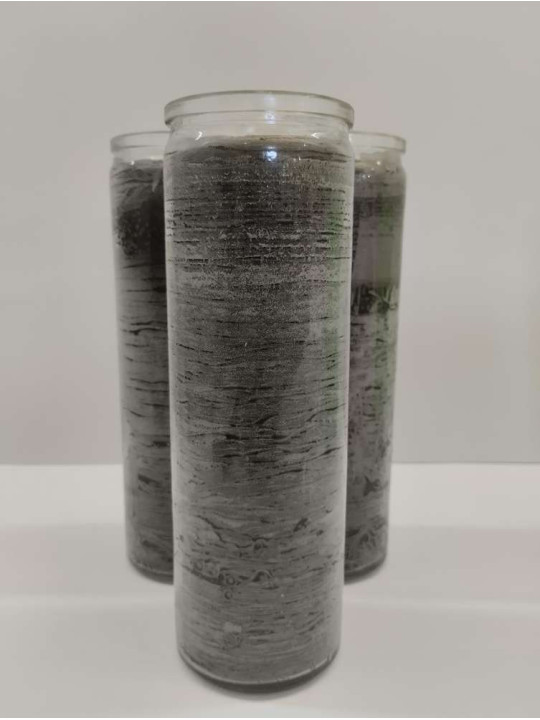 Echte schwarze Esoterik-Kerze in dicker Glasvase