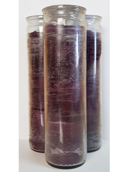 Echte lila Esoterik-Kerze in dicker Glasvase