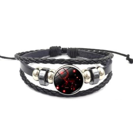 Leuchtendes verstellbares Lederarmband Krebs Sternbild