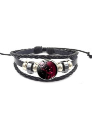 Leuchtendes verstellbares Lederarmband Jungfrau Sternbild