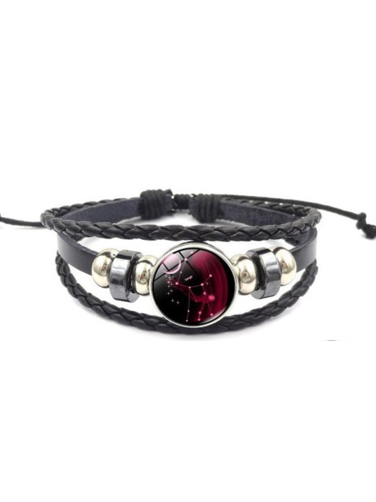 Leuchtendes verstellbares Lederarmband Jungfrau Sternbild