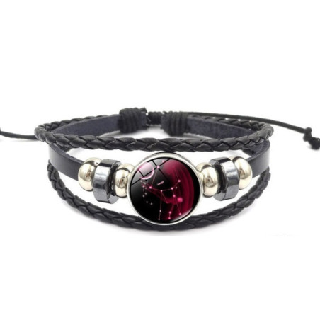Leuchtendes verstellbares Lederarmband Jungfrau Sternbild
