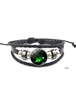 Leuchtendes verstellbares Lederarmband Widder Sternbild
