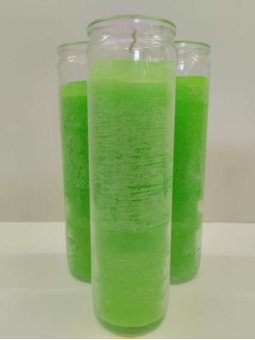 Echte schwarz-grüne Esoterik-Kerze in dicker Glasvase