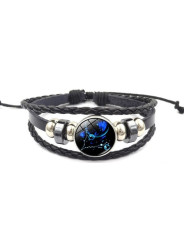 Leuchtendes verstellbares Lederarmband Fische Sternbild
