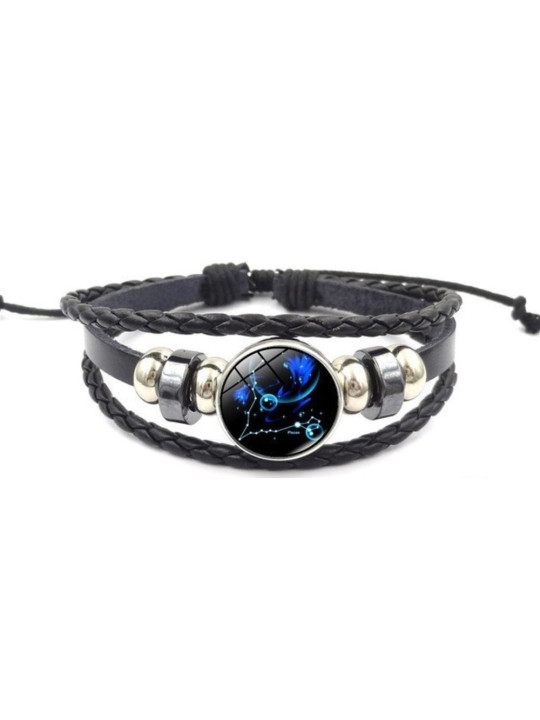 Leuchtendes verstellbares Lederarmband Fische Sternbild