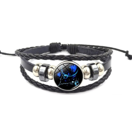 Leuchtendes verstellbares Lederarmband Fische Sternbild