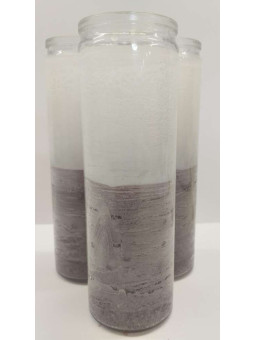 Echte schwarz-weiße Esoterikkerze im dicken Kristallglasgefäß