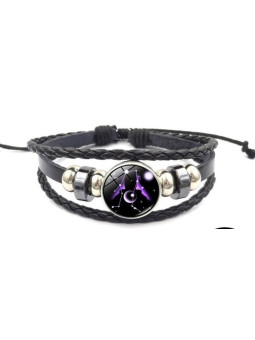 Leuchtendes verstellbares Lederarmband Zwillinge Sternbild
