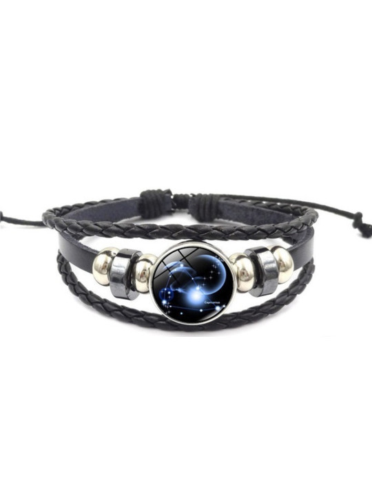 Leuchtendes verstellbares Lederarmband Steinbock Sternbild