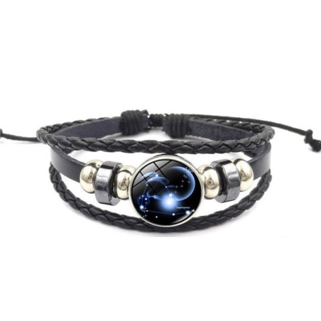Leuchtendes verstellbares Lederarmband Steinbock Sternbild