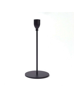 Schwarzer Metall-Kerzenständer. 23cm hoch