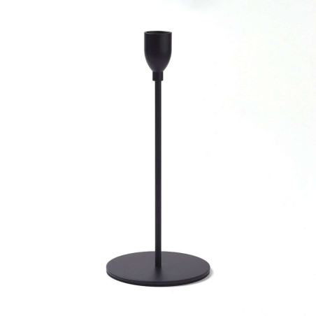 Schwarzer Metall-Kerzenständer. 23cm hoch