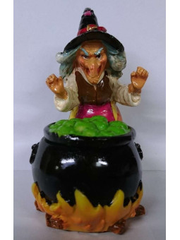 Hexe Räucherstäbchenhalter mit Kessel aus Harz