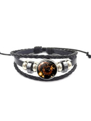 Leuchtendes verstellbares Lederarmband Löwe Sternbild