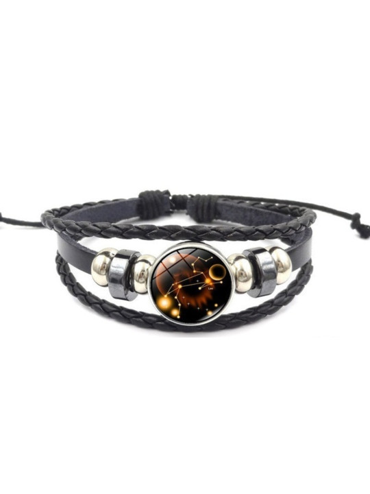 Leuchtendes verstellbares Lederarmband Löwe Sternbild