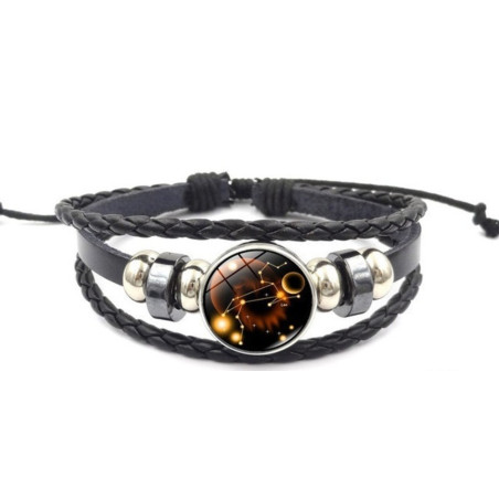 Leuchtendes verstellbares Lederarmband Löwe Sternbild
