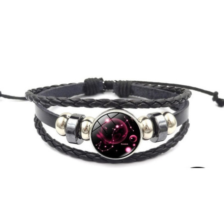 Leuchtendes verstellbares Lederarmband Skorpion Sternbild