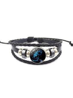 Leuchtendes verstellbares Lederarmband Aquarius Sternbild