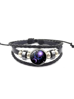 Leuchtendes verstellbares Lederarmband Waage Sternbild