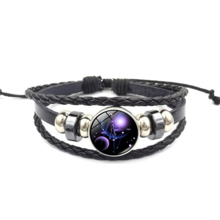 Leuchtendes verstellbares Lederarmband Waage Sternbild
