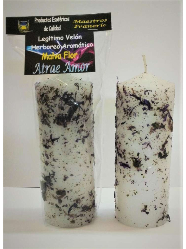 Legitimer krautiger und aromatischer Malvenblütler und Flieder Kerze